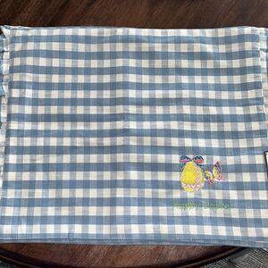 Set (4) Custom Easter 14” by 19” Cotton Easter Blue Gingham Placemats